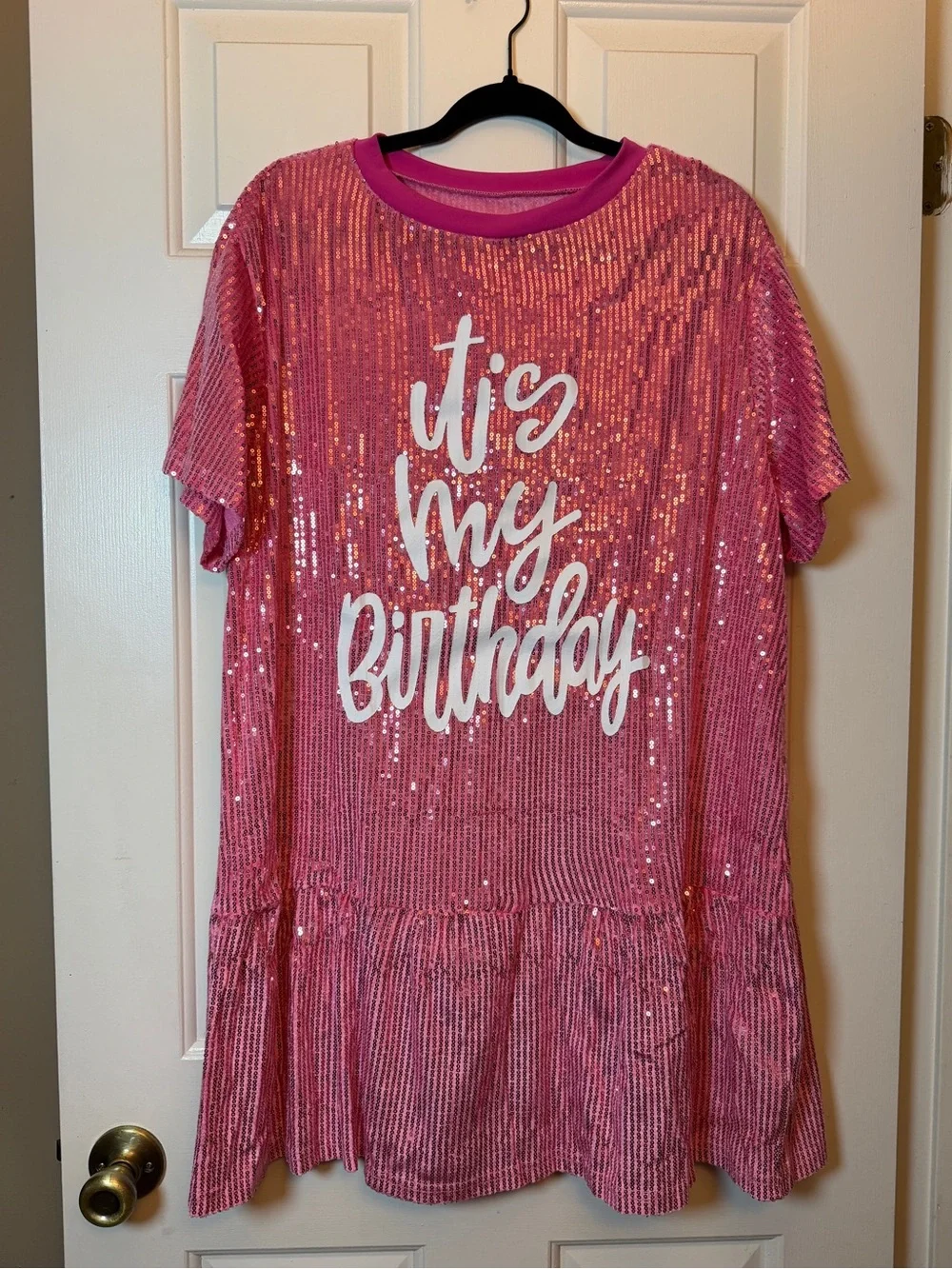 'It's My Birthday' Pink Sequin Mini Dress